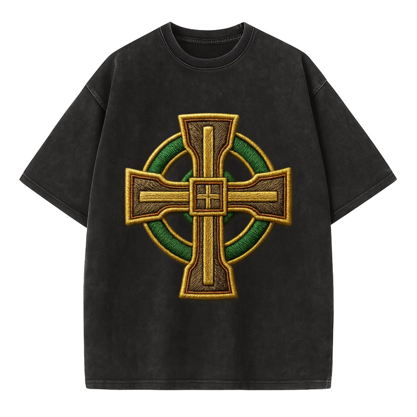 Durrow Cross - Vintage T-shirt - Black