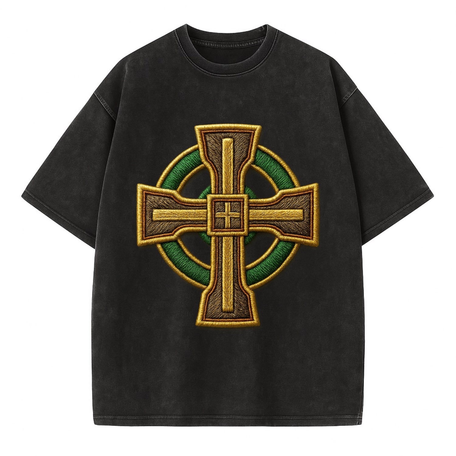 Durrow Cross - Vintage T-shirt - Black