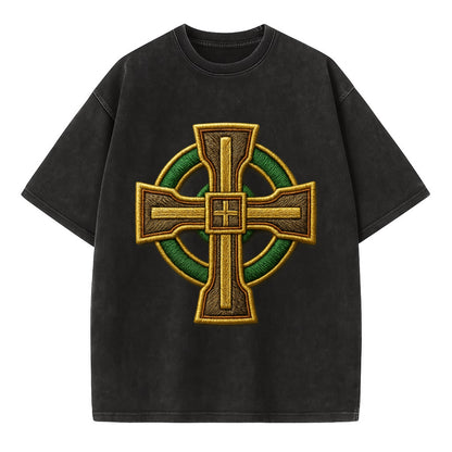 Durrow Cross - Vintage T-shirt - Black