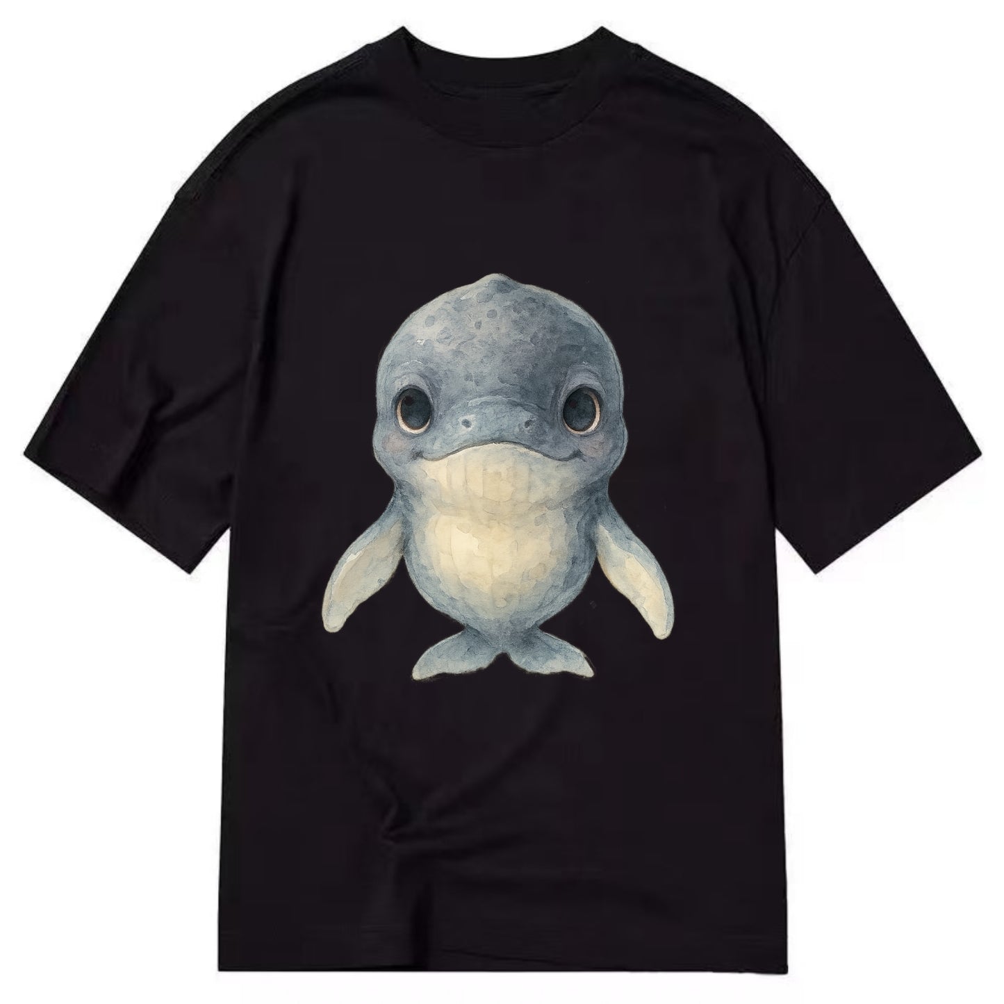 Baby Humpback Whale - dark gray with white flippers, large gentle eyes, - Classic T-shirt - Black