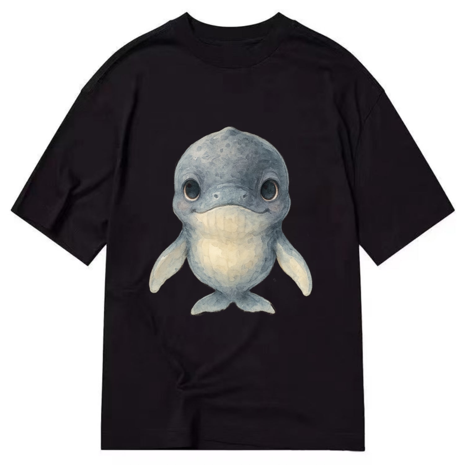 Baby Humpback Whale - dark gray with white flippers, large gentle eyes, - Classic T-shirt - Black