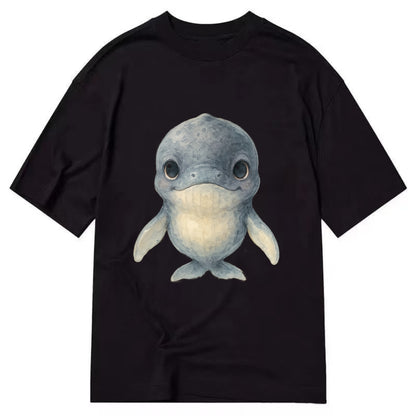Baby Humpback Whale - dark gray with white flippers, large gentle eyes, - Classic T-shirt - Black