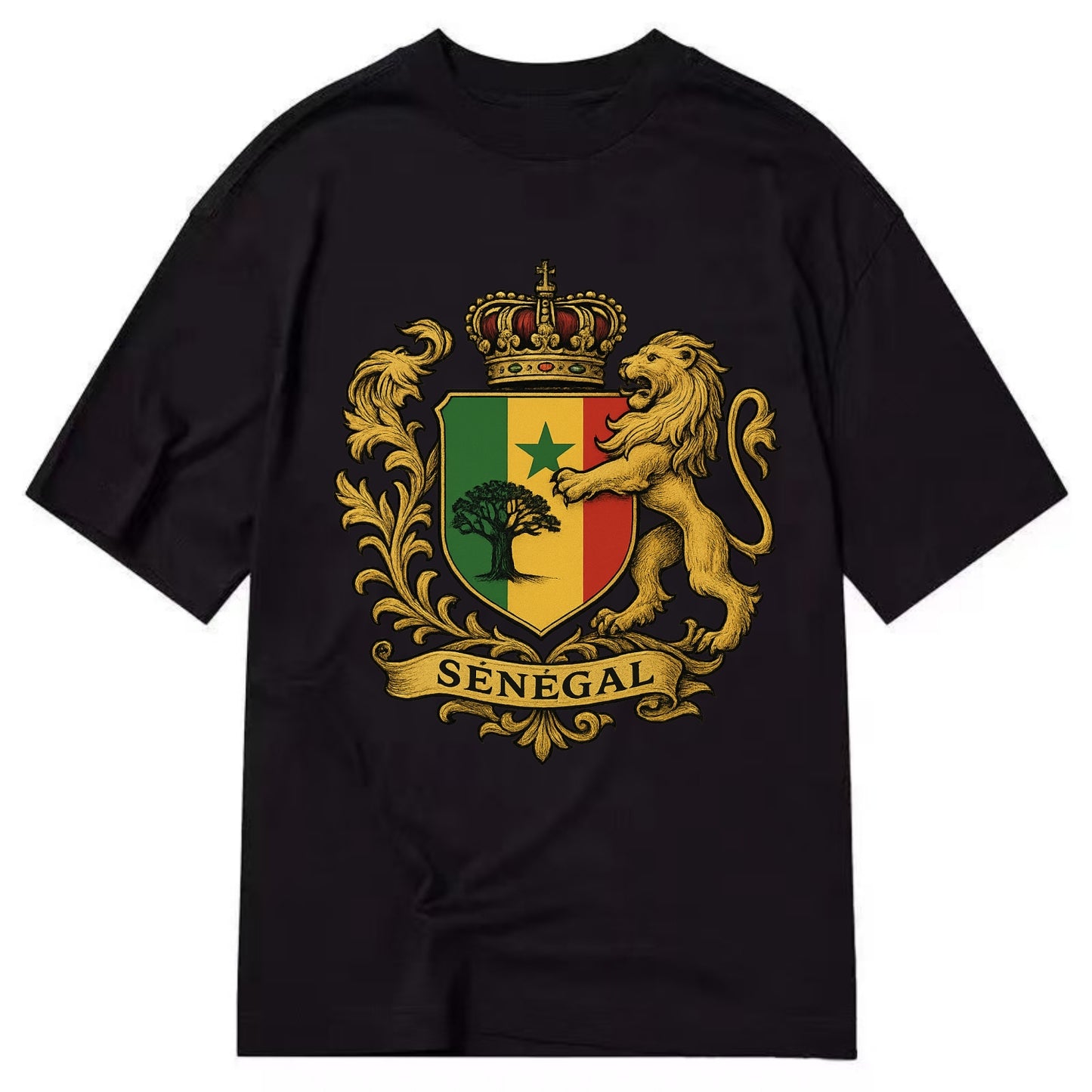 Senegal Lion Emblem  - Classic T-shirt - Black