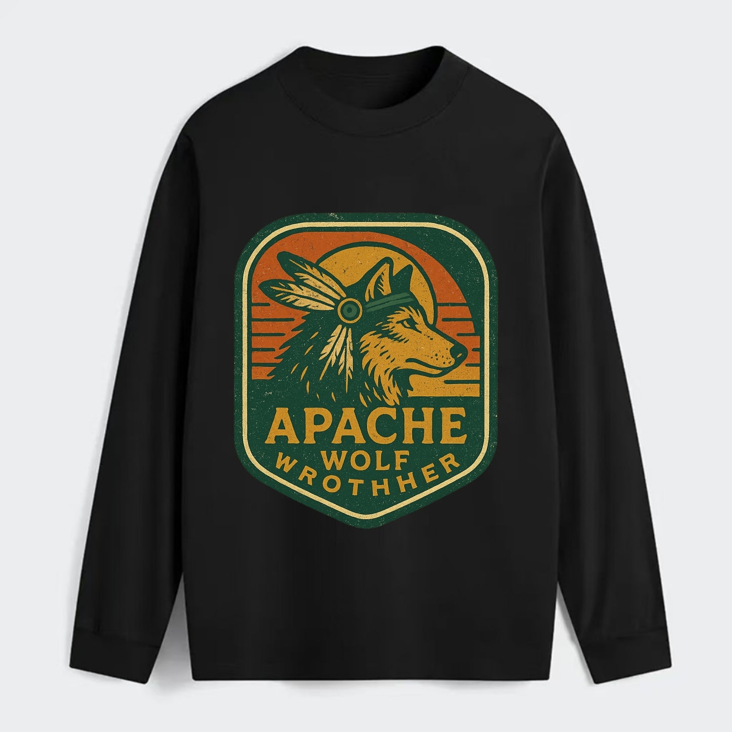 Apache Wolf Brother  - Classic Long Sleeve Shirt - Black