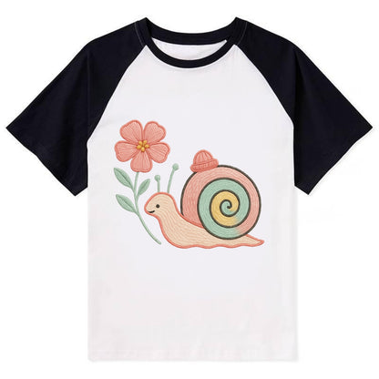 Coral Snail - Contrast Raglan T-shirt - Black