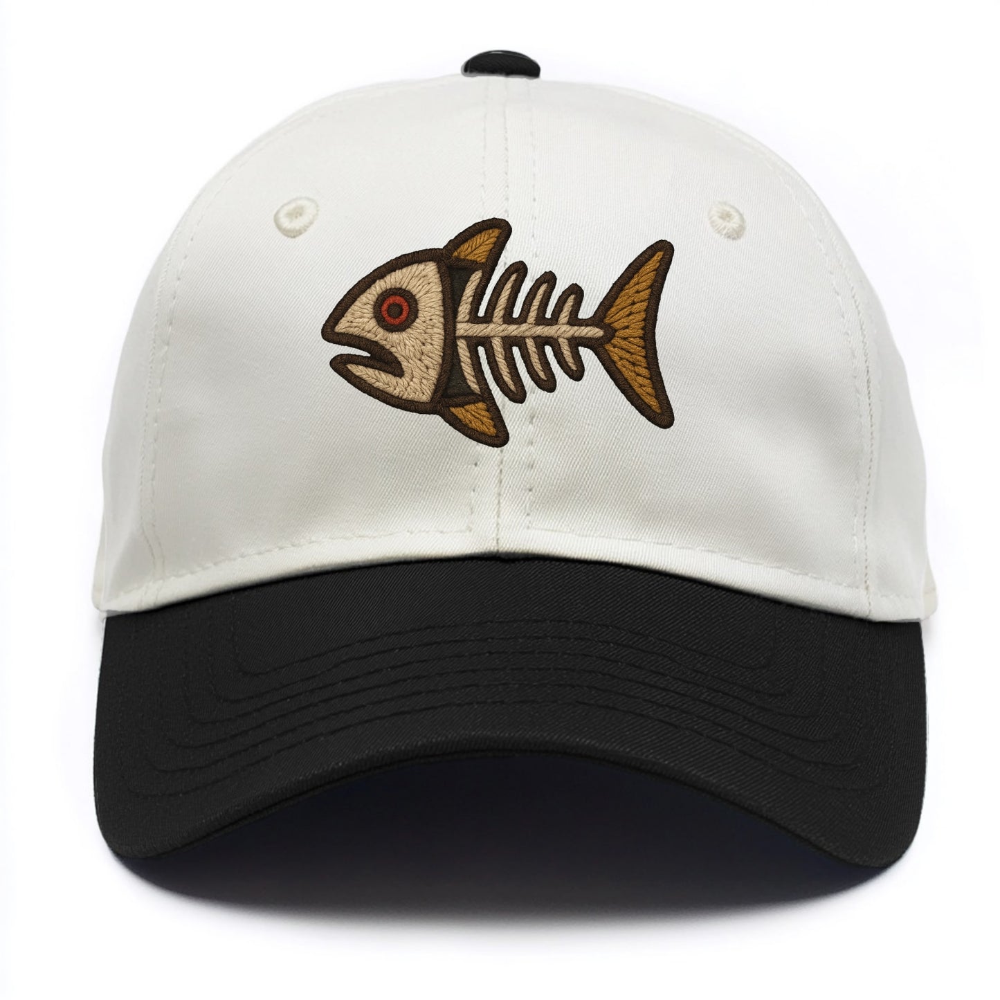 Fish Skeleton  - Two Tone Cap - Black