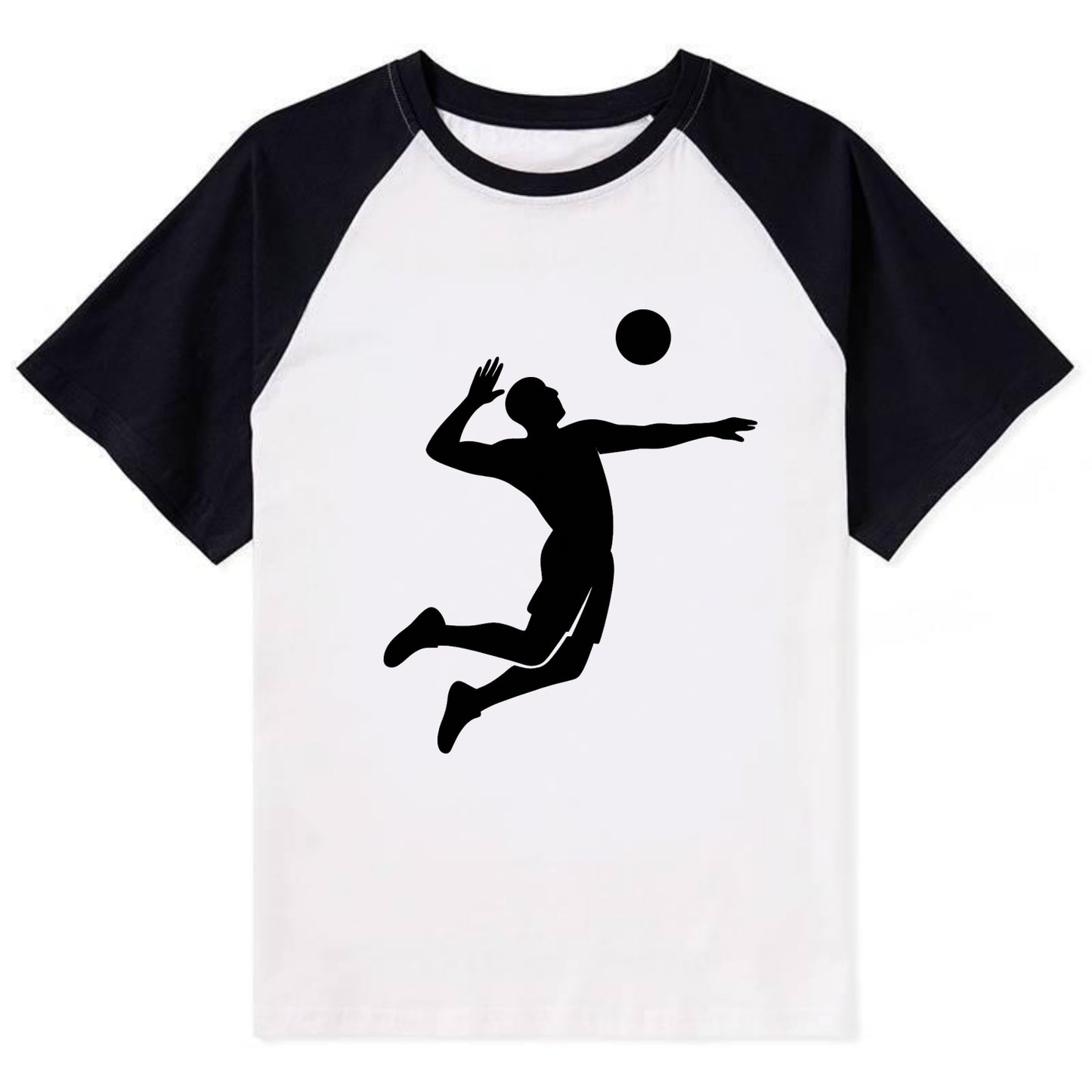 Volleyball player spiking ball - Contrast Raglan T-shirt - Black