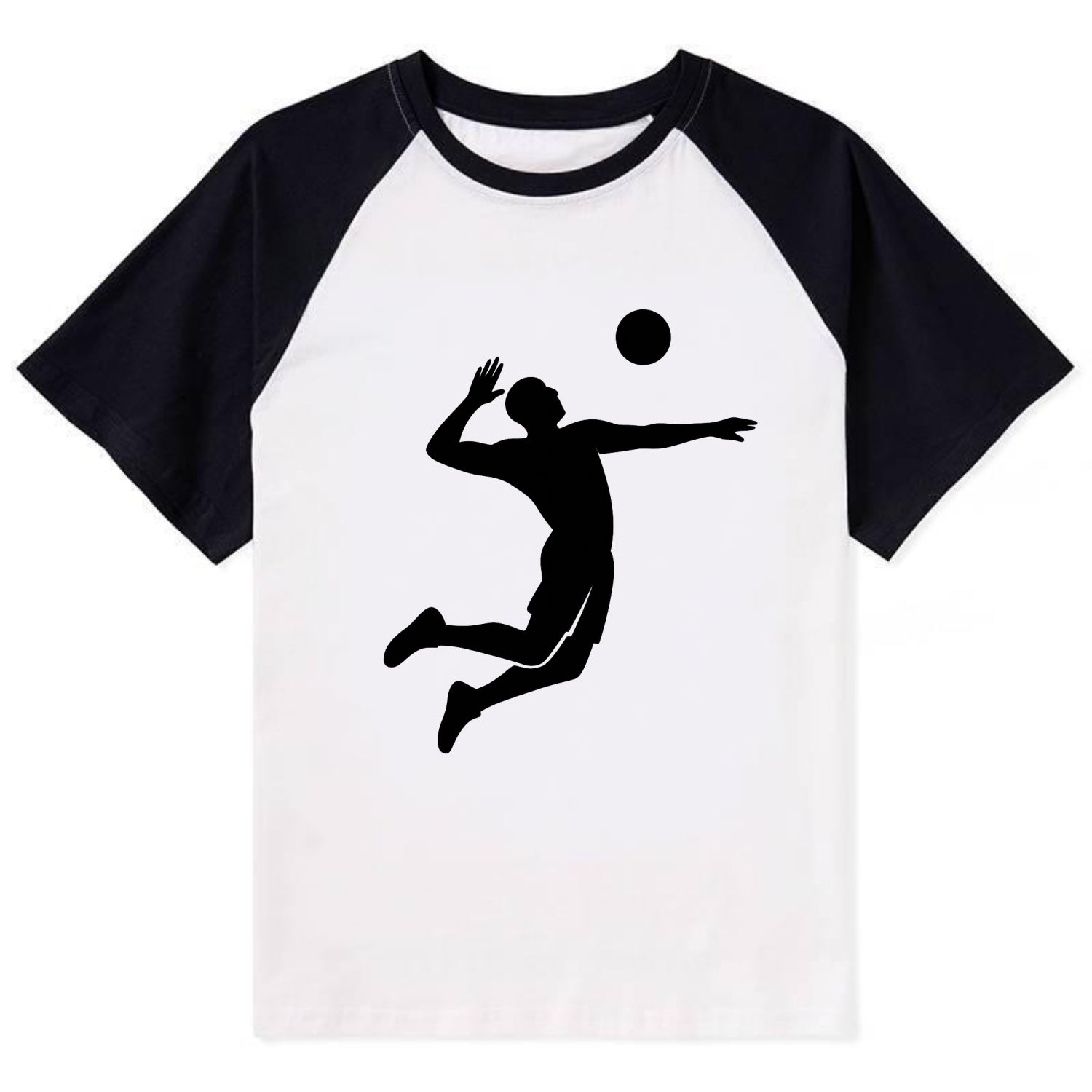Volleyball player spiking ball - Contrast Raglan T-shirt - Black