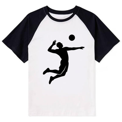Volleyball player spiking ball - Contrast Raglan T-shirt - Black