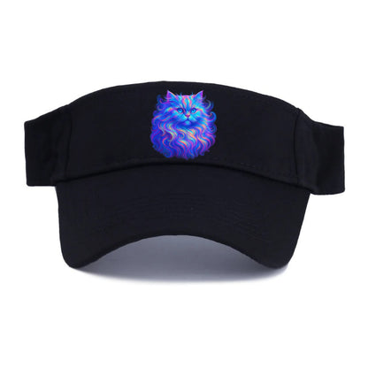Luxurious Persian cat with flowing fur that refracts into rainbow prisms, soft pastel neon - Visor - Black