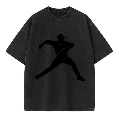 Baseball pitcher wind-up motion - Vintage T-shirt - Black