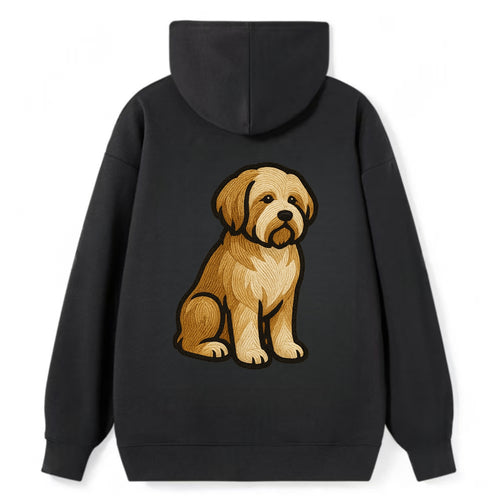 Tibetan Terrier - Gold and white embroidered sitting pose - Classic Pullover Hoodie