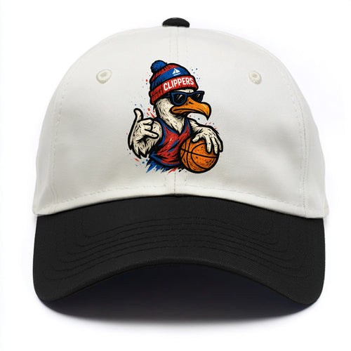 LA Seagull wearing Clippers red white and blue beanie with ship patch and wayfarer - Two Tone Cap