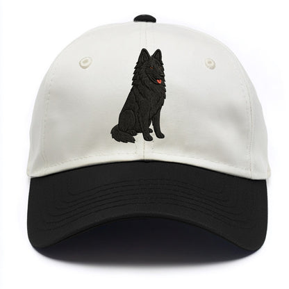 Belgian Sheepdog - Black long-haired embroidered pose - Two Tone Cap - Black