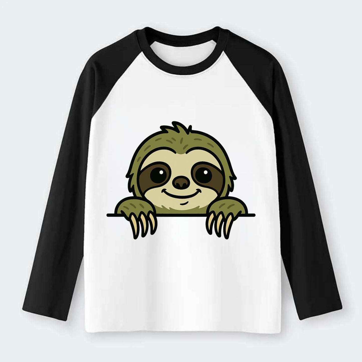 Sloth  - Raglan Long Sleeve T-Shirt - Black