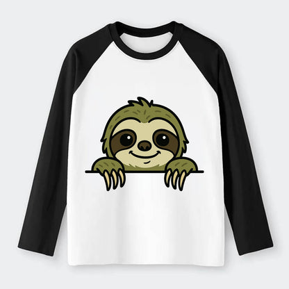 Sloth  - Raglan Long Sleeve T-Shirt - Black