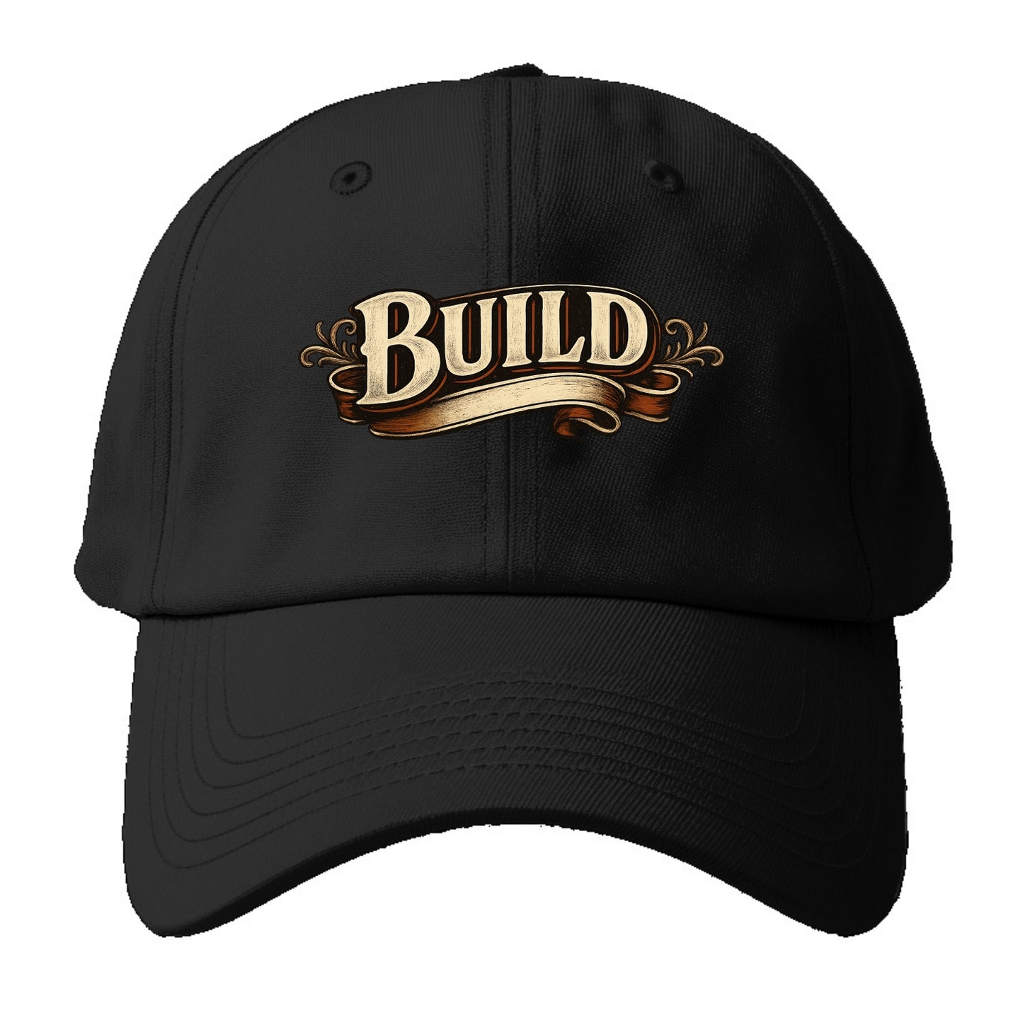 Bold typography design - "BUILD" - constructing, making real - Baseball Cap For Big Heads - Black