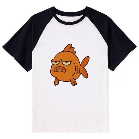 The Goldfish Judging Silently - Contrast Raglan T-shirt - Black