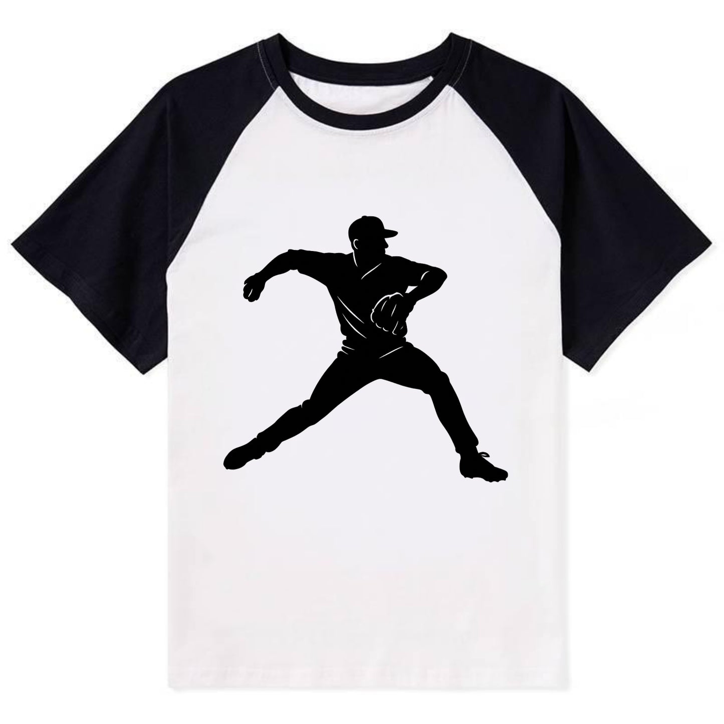 Baseball pitcher wind-up motion - Contrast Raglan T-shirt - Black