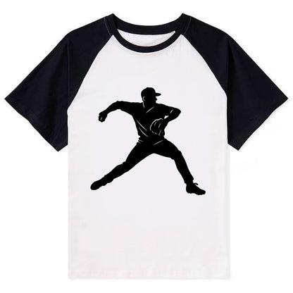 Baseball pitcher wind-up motion - Contrast Raglan T-shirt - Black