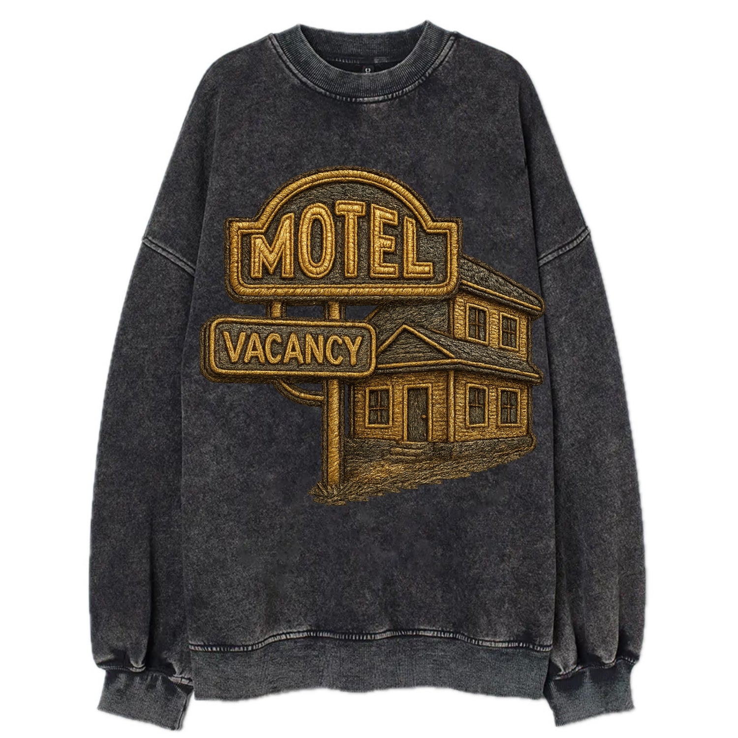 Motel Sign  - Vintage Sweatshirt - Black