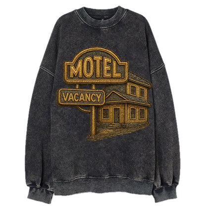 Motel Sign  - Vintage Sweatshirt - Black