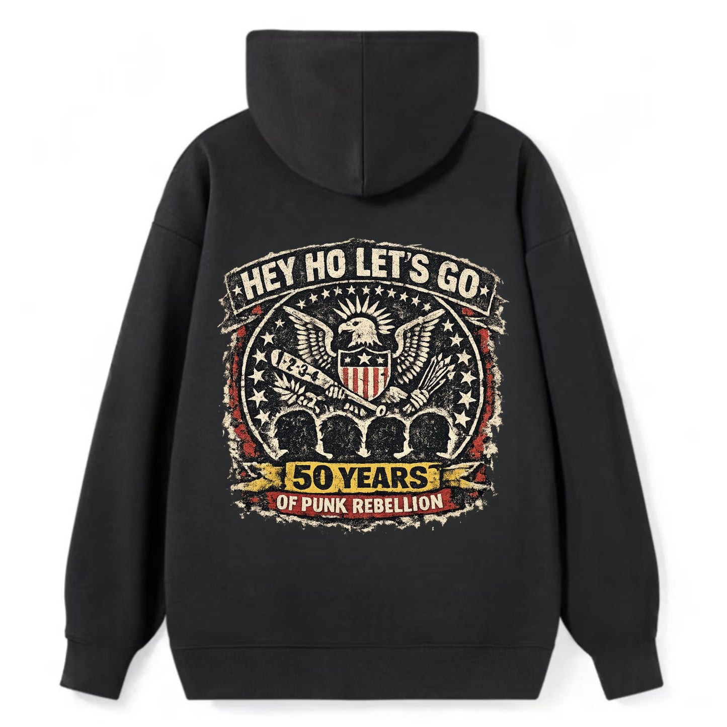 RAMONES LEGACY | Hey Ho Let's Go typography | Presidential seal parody | - Classic Pullover Hoodie - Black