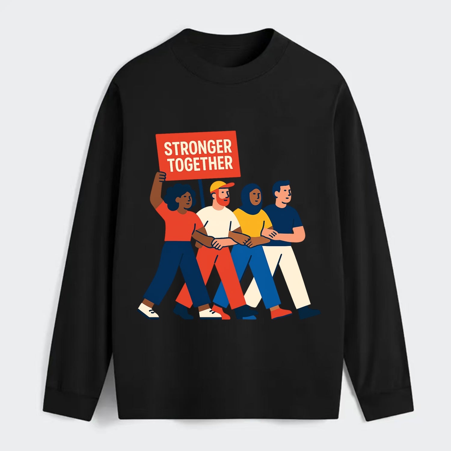 Peaceful protesters marching with linked arms - "Stronger Together" - - Classic Long Sleeve Shirt - Black
