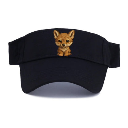 Baby Coyote Pup - tan fur, large ears, golden eyes, front-facing, clever baby - Visor - Black