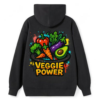 Colorful vegetables and plants on plate - plant-based lifestyle, veggie - Classic Pullover Hoodie - Black