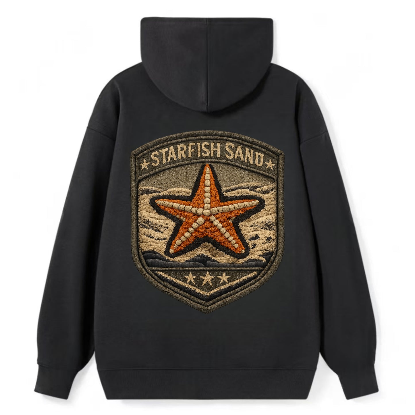STARFISH SAND - sea star in orange and tan , beachcomber - Classic Pullover Hoodie - Black