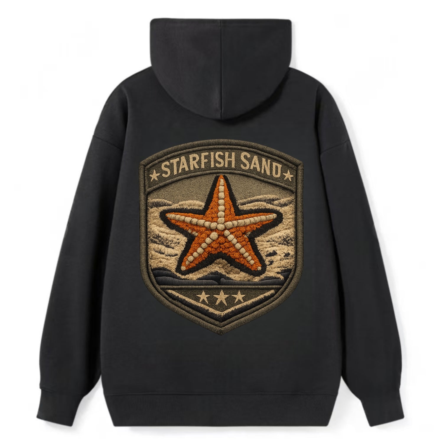 STARFISH SAND - sea star in orange and tan , beachcomber - Classic Pullover Hoodie - Black