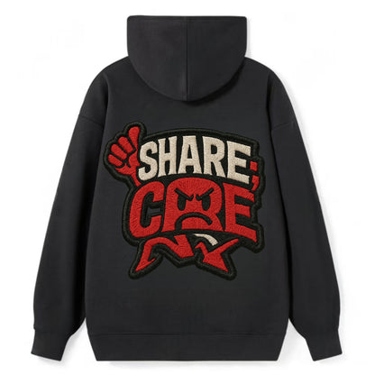 SHARE;CARE TOO MUCH Oversharer Green Hat - Classic Pullover Hoodie - Black