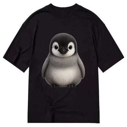 Baby Adelie Penguin - black and white, round body, curious eyes, front-facing, - Classic T-shirt - Black