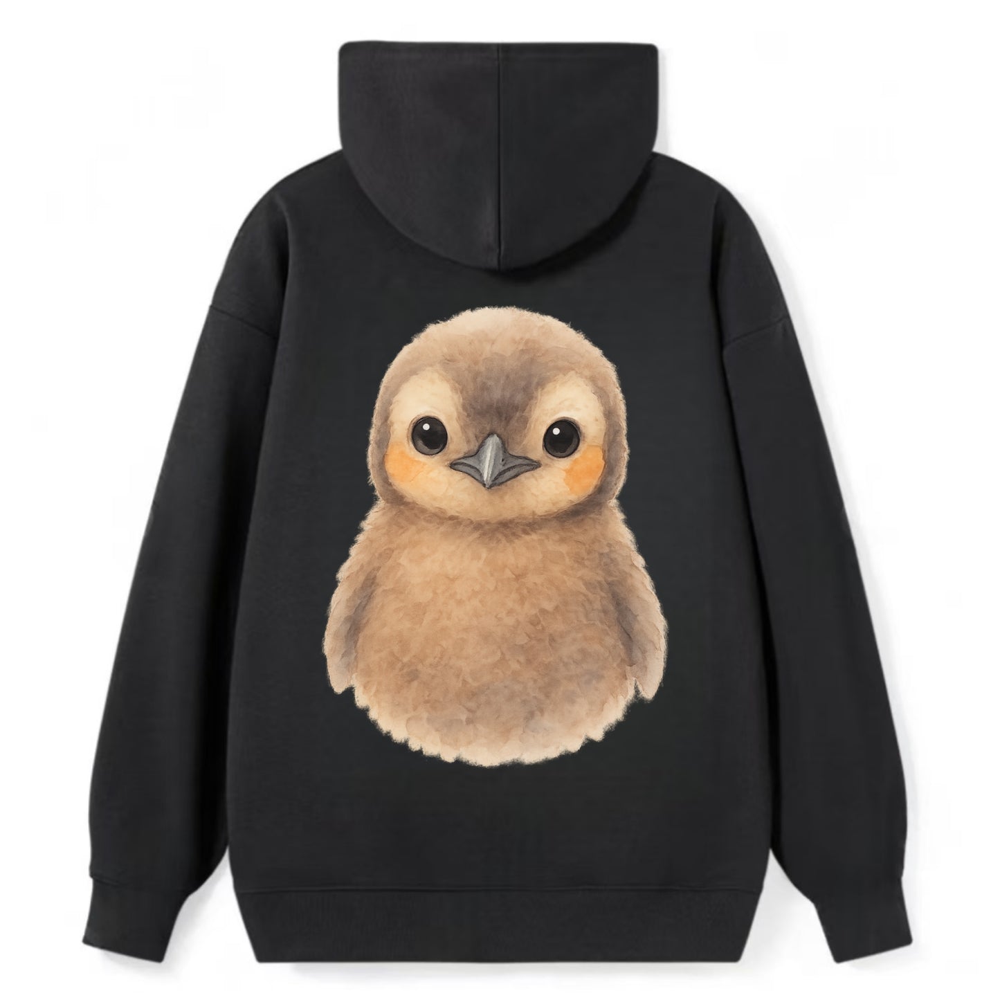 Baby King Penguin - orange cheek patches, fluffy brown, large eyes, - Classic Pullover Hoodie - Black