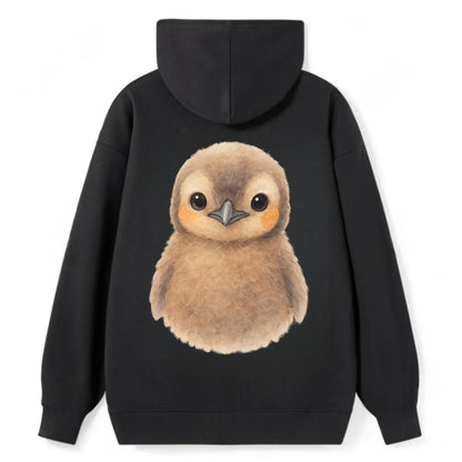 Baby King Penguin - orange cheek patches, fluffy brown, large eyes, - Classic Pullover Hoodie - Black