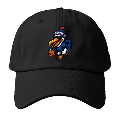 Los Angeles Pelican wearing Clippers beanie with sailboat patch and wayfarer - Baseball Cap - Black