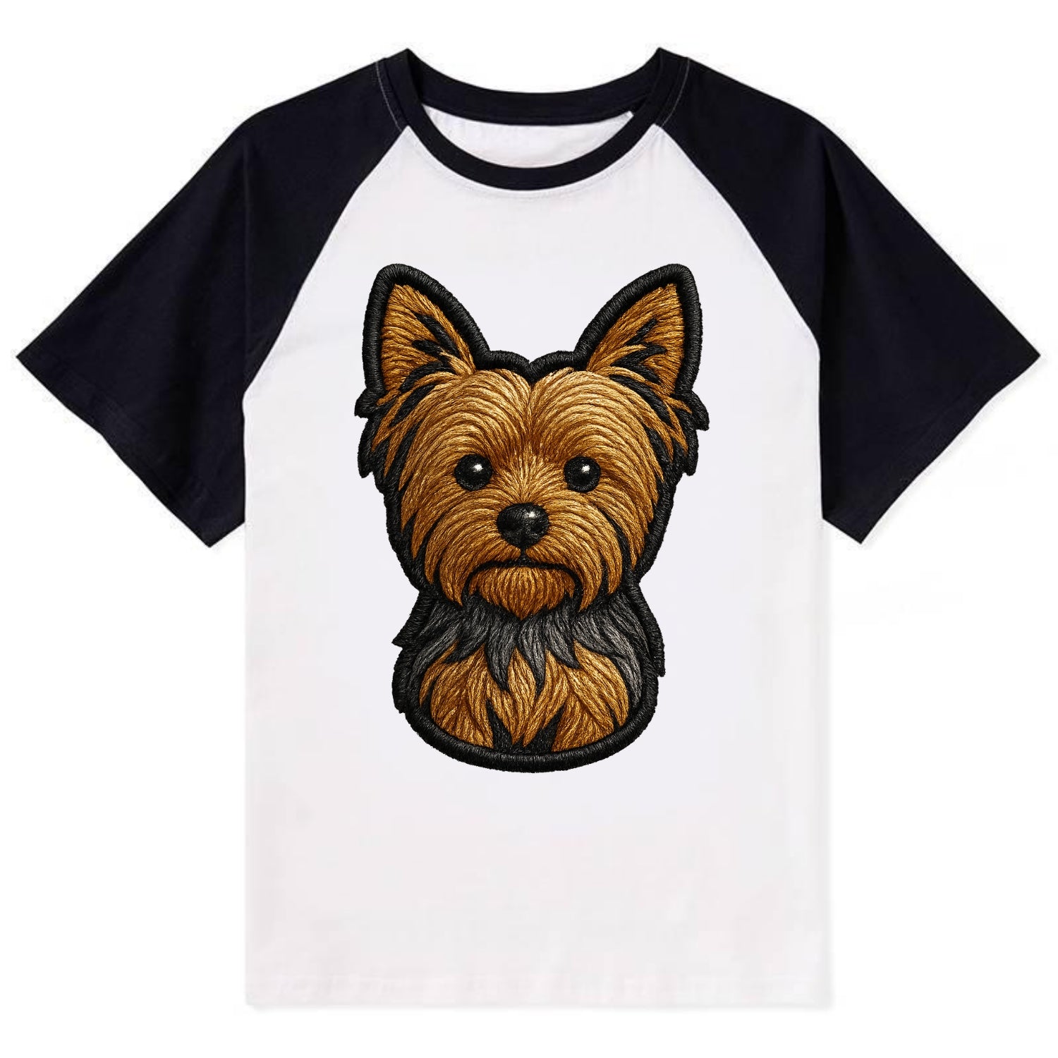 Yorkshire Terrier - Modern tiny dog logo - Contrast Raglan T-shirt - Black