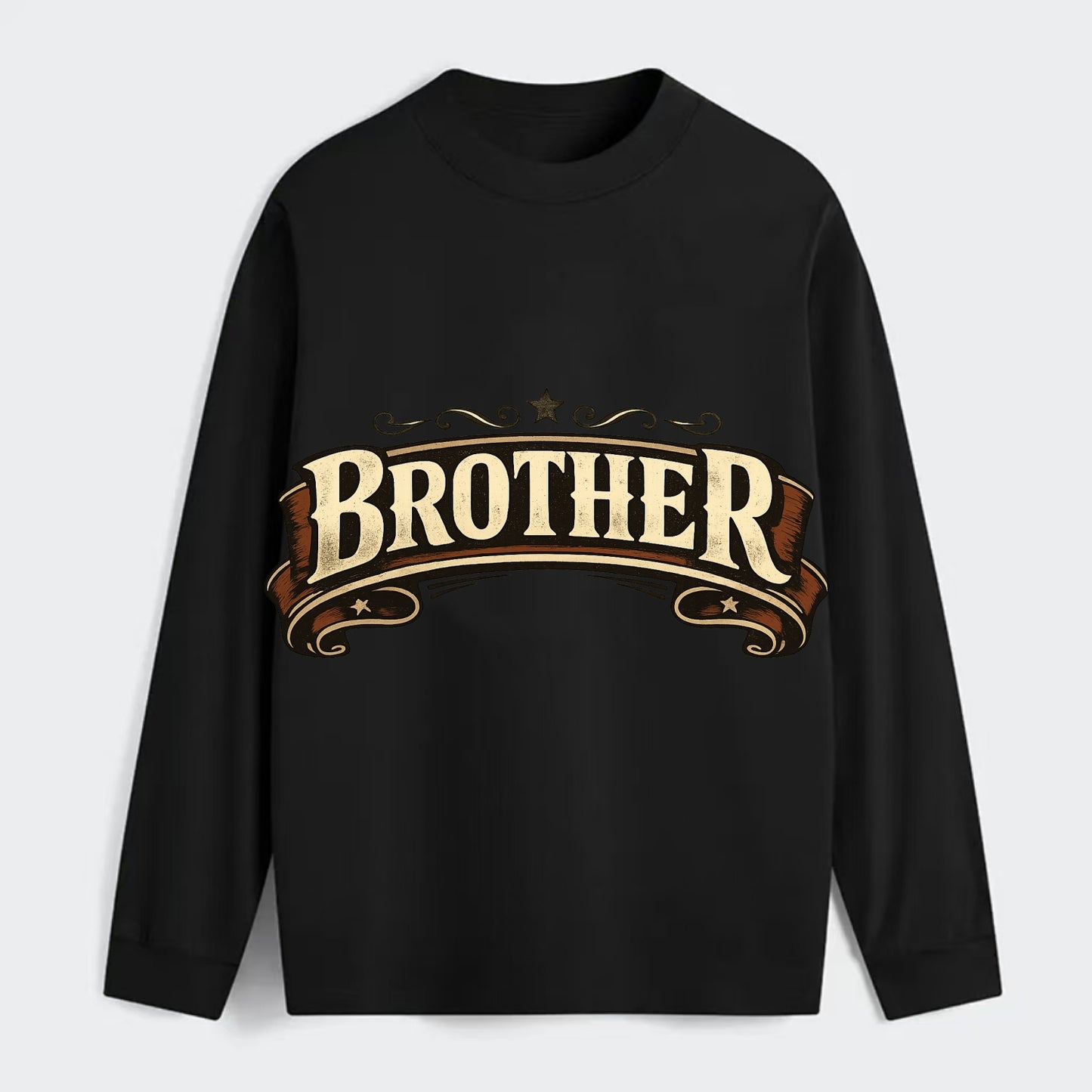 Bold typography design - "BROTHER" - male bond, brotherhood - Classic Long Sleeve Shirt - Black