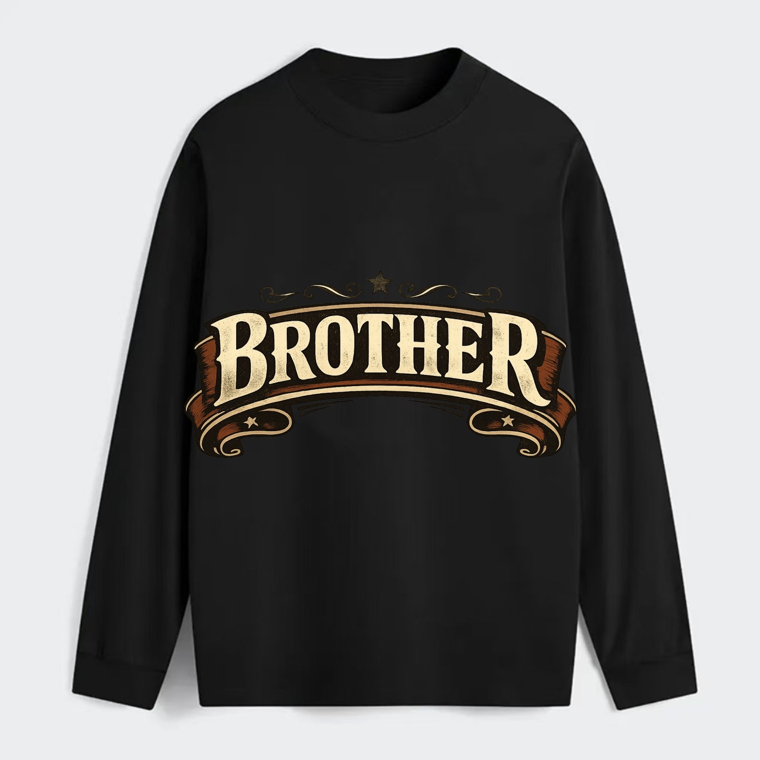 Bold typography design - "BROTHER" - male bond, brotherhood - Classic Long Sleeve Shirt - Black