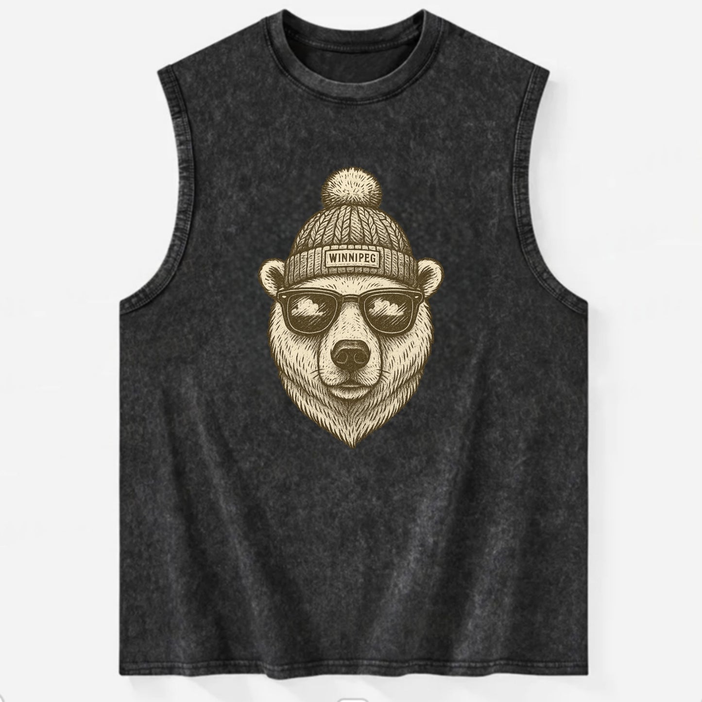 Winnipeg Polar Bear wearing Winnipeg bea - Vintage Washed Tank - Black