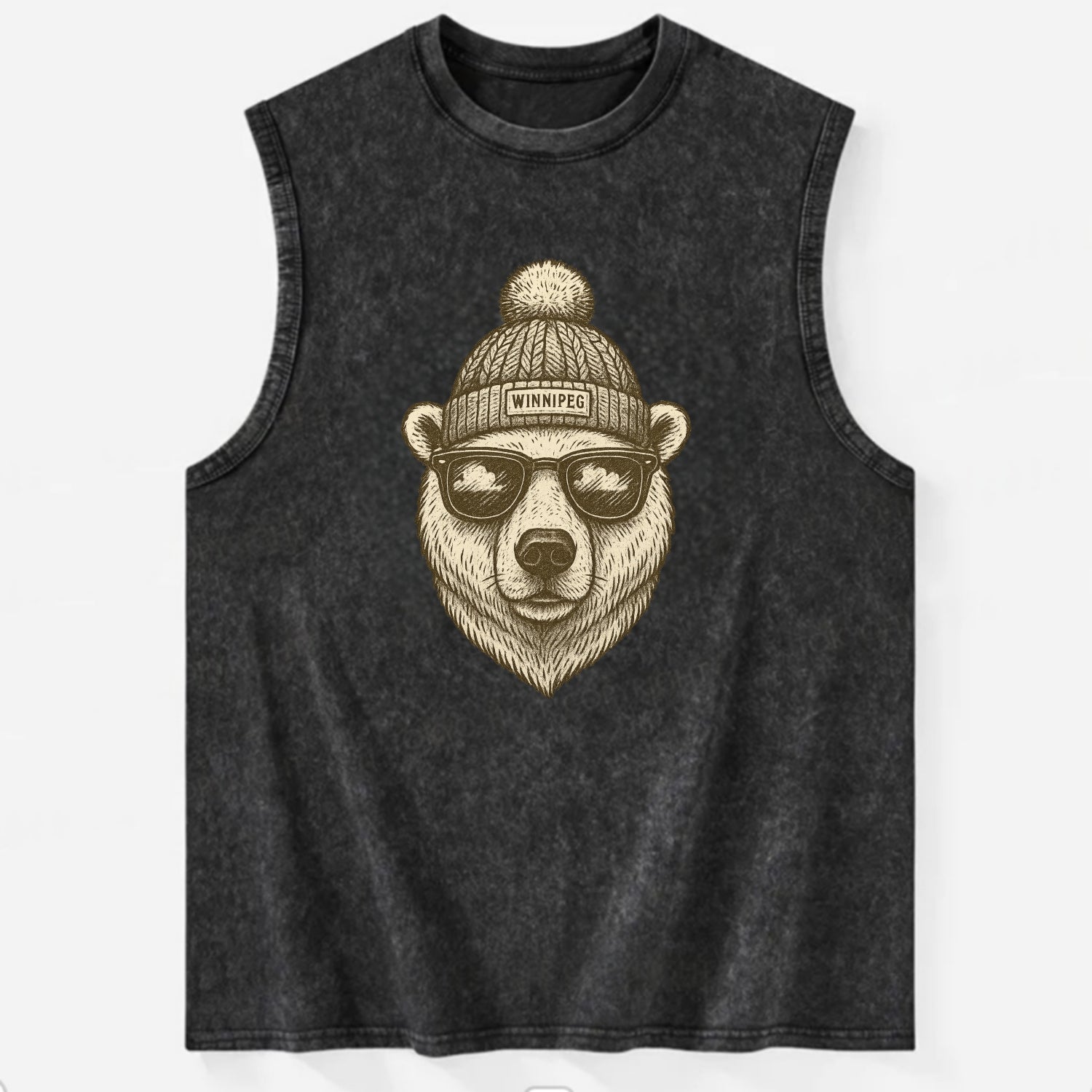 Winnipeg Polar Bear wearing Winnipeg bea - Vintage Washed Tank - Black