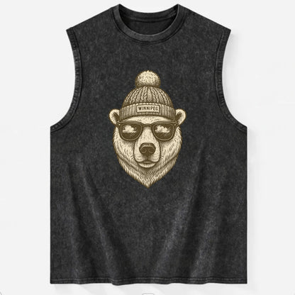Winnipeg Polar Bear wearing Winnipeg bea - Vintage Washed Tank - Black