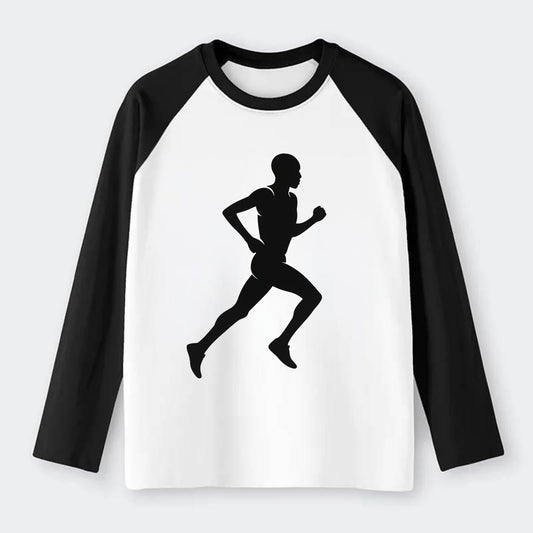 Kenyan distance runner stride - Raglan Long Sleeve T-Shirt - Black
