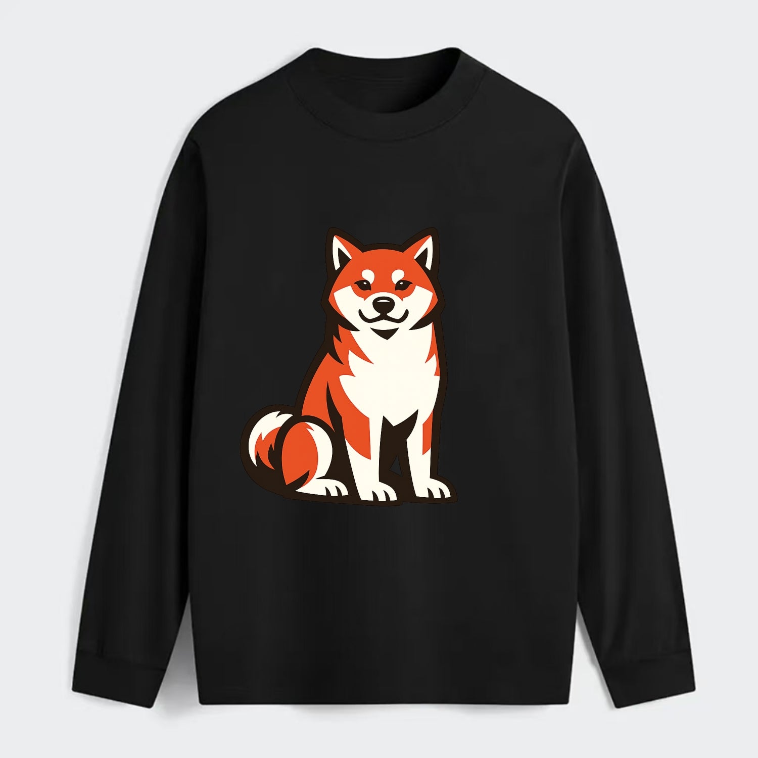 Sitting Shiba Inu Emblem - Classic Long Sleeve Shirt - Black