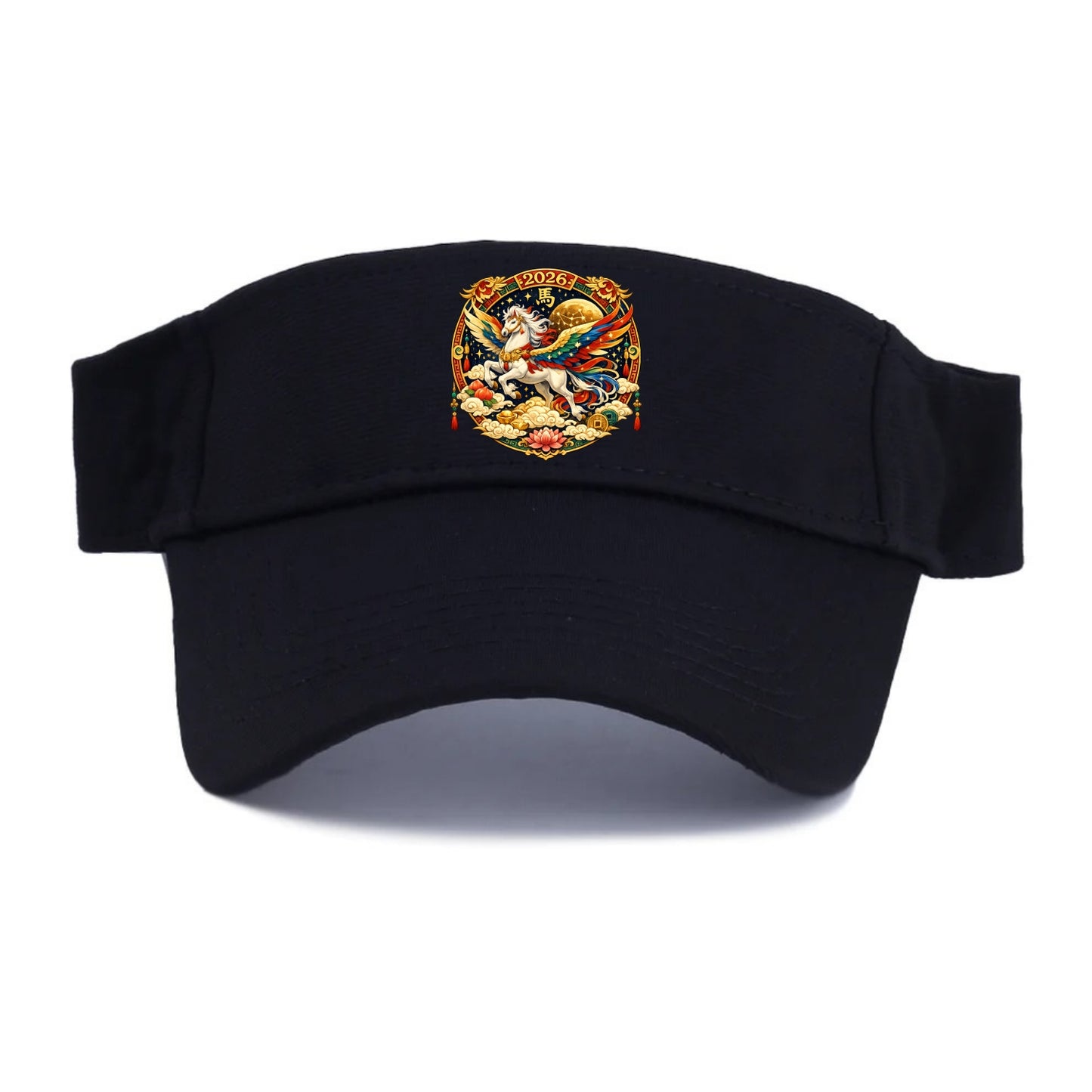 CELESTIAL HORSE | Heavenly horse among clouds and stars | Wings of flowing energy ribbons | - Visor - Black