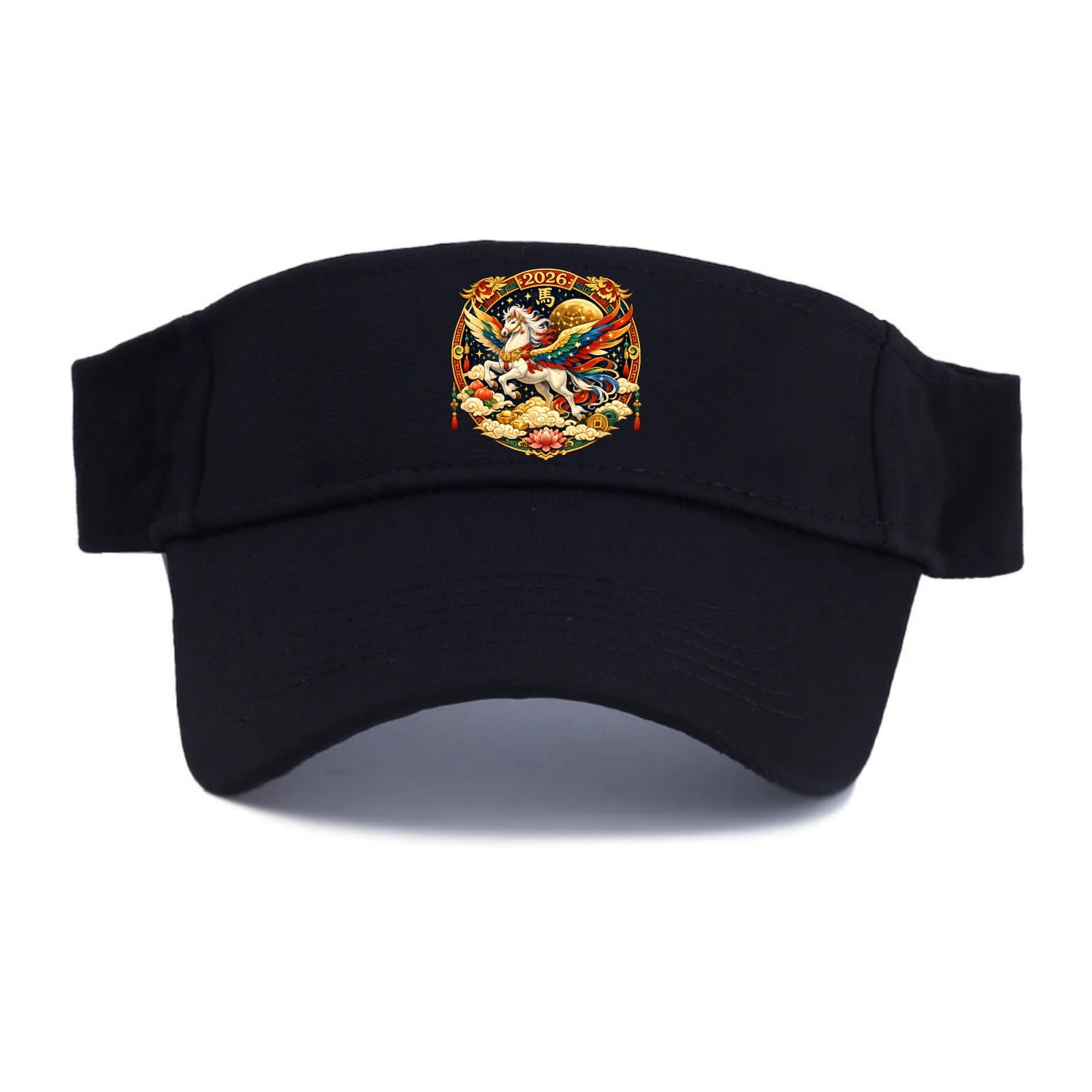 CELESTIAL HORSE | Heavenly horse among clouds and stars | Wings of flowing energy ribbons | - Visor - Black
