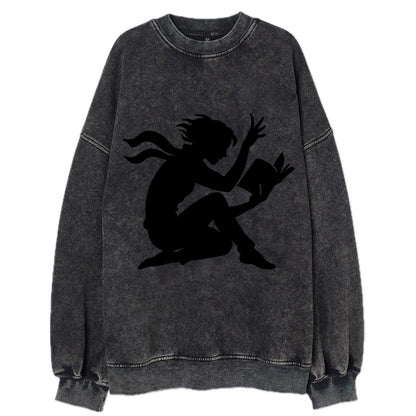 Reader lost in book moment - Vintage Sweatshirt - Black