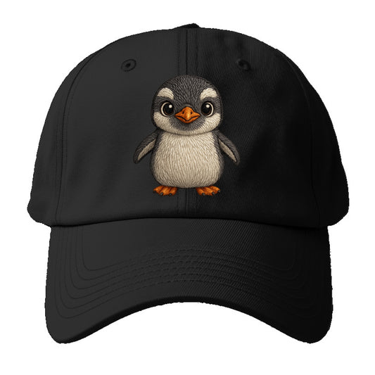 Baby Gentoo Penguin - orange beak, white cap, bright eyes, - Baseball Cap For Big Heads - Black