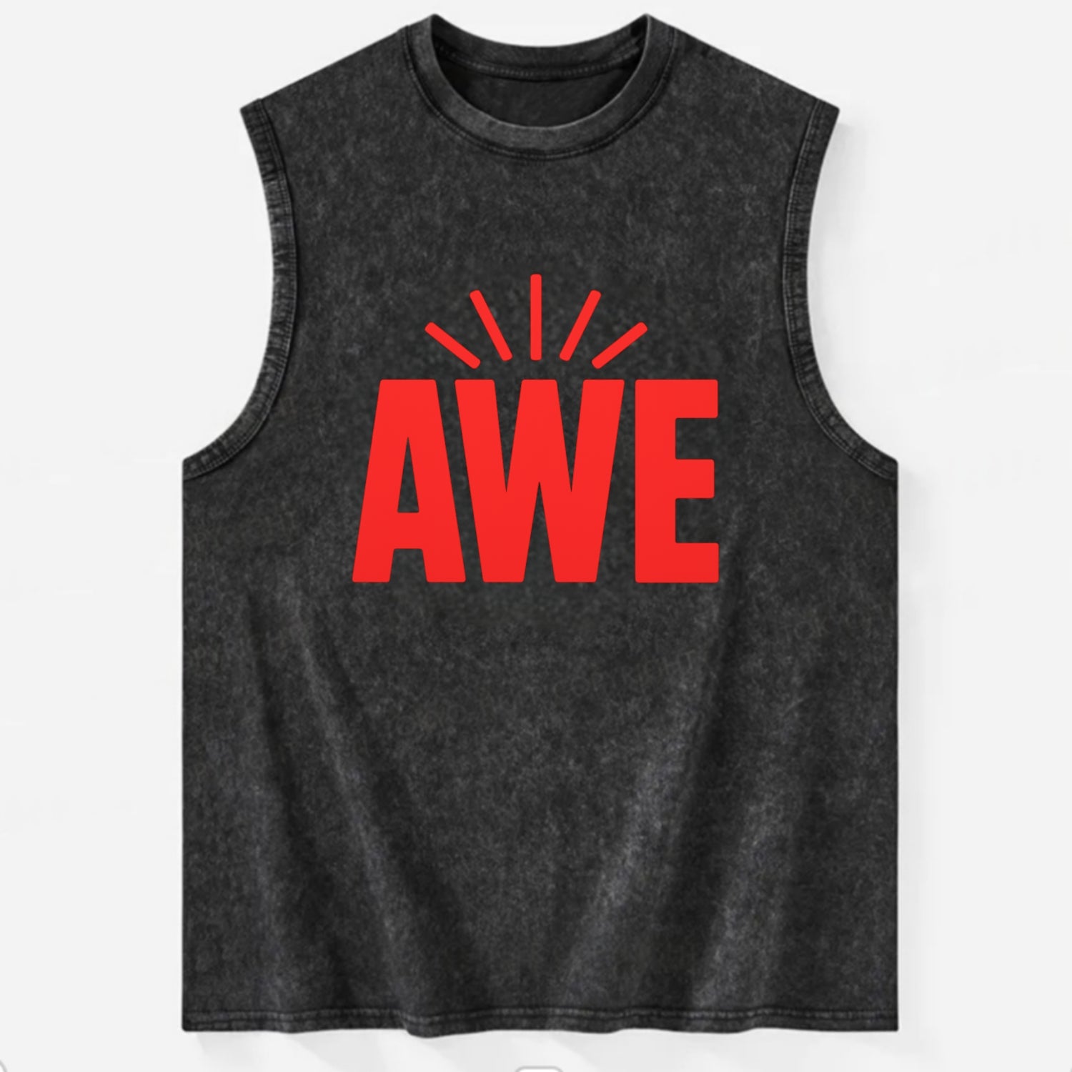 Bold typography design - "AWE" - overwhelming wonder - Vintage Washed Tank - Black